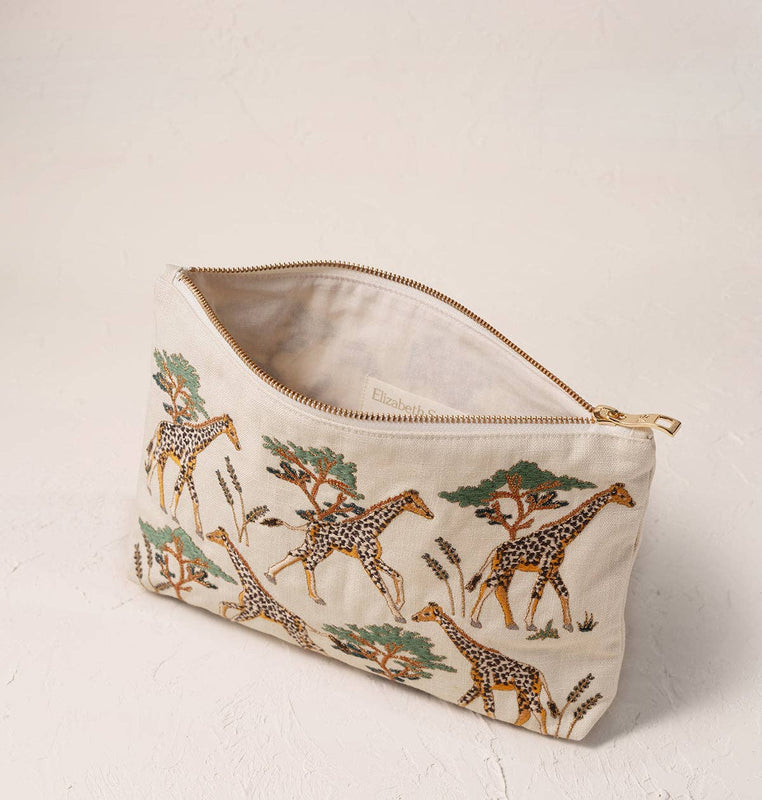 Elizabeth Scarlett Giraffe Herd Cream Everyday Pouch - Cream
