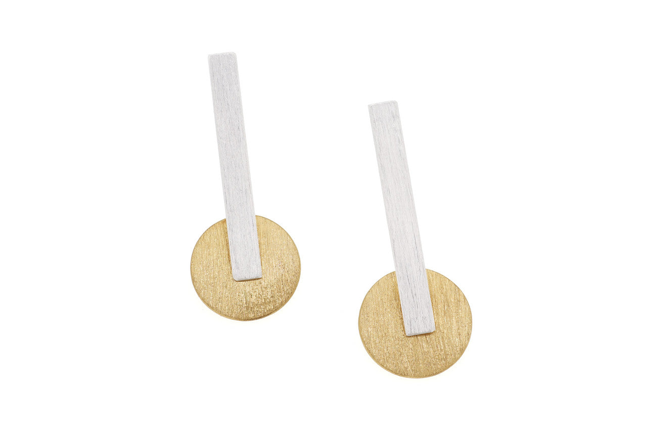 Deco Echo - Gold and Silver Geometric Earrings