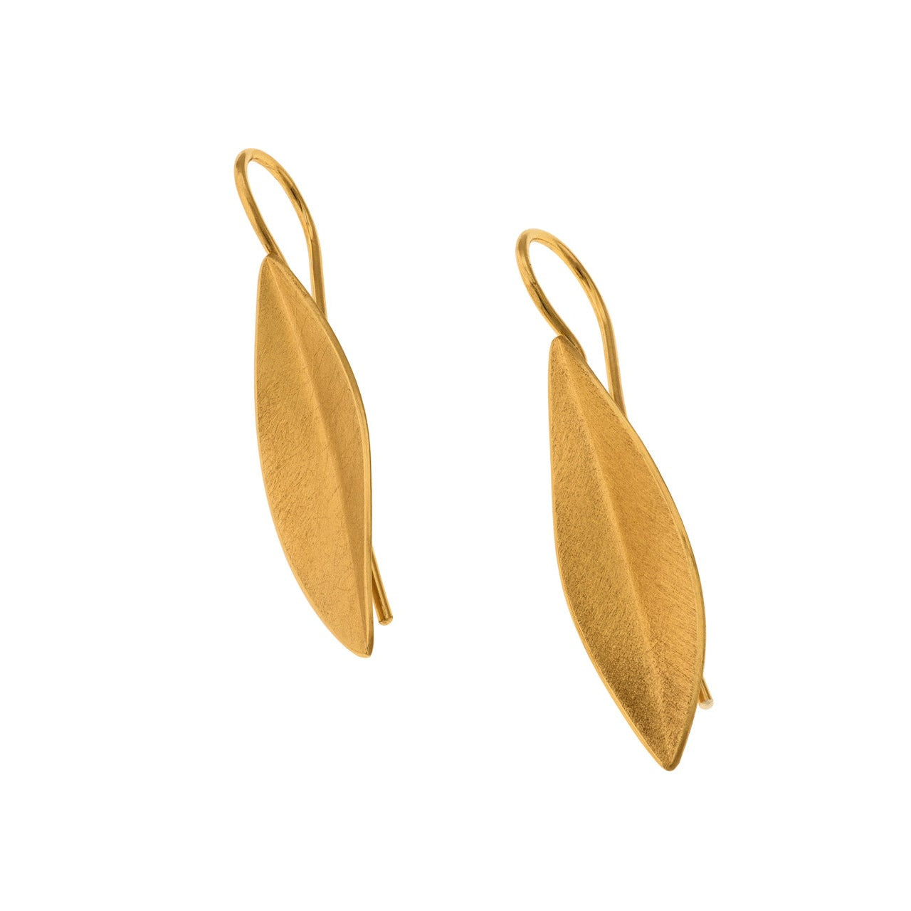 Gold Vermeil Small Willow Leaf Hook Drop Earrings