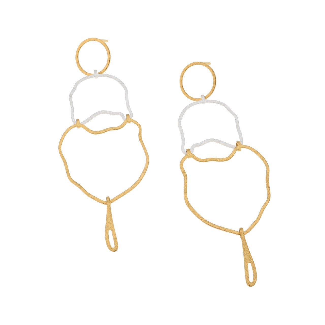 Liquid Shapes Gold and Silver Drop Earrings
