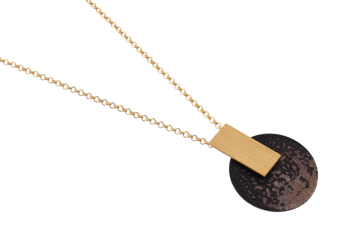 Organic Oxidised Silver and Gold Necklace