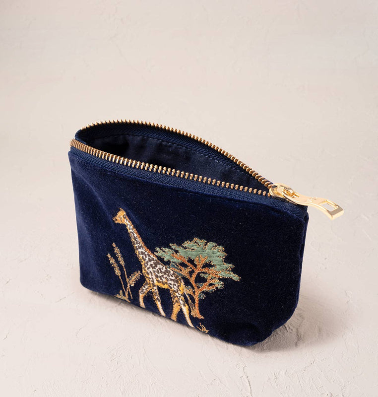 Elizabeth Scarlett Giraffe Herd Navy Coin Purse - Navy