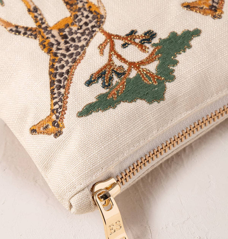 Elizabeth Scarlett Giraffe Herd Cream Everyday Pouch - Cream