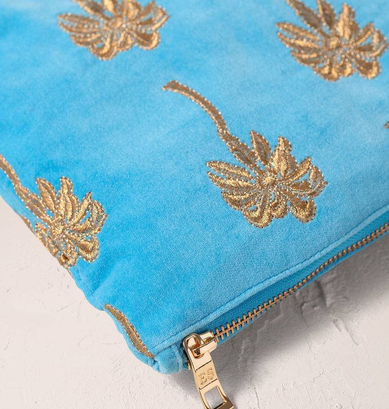 Elizabeth Scarlett Gold Palm Everyday Pouch - Bright Blue