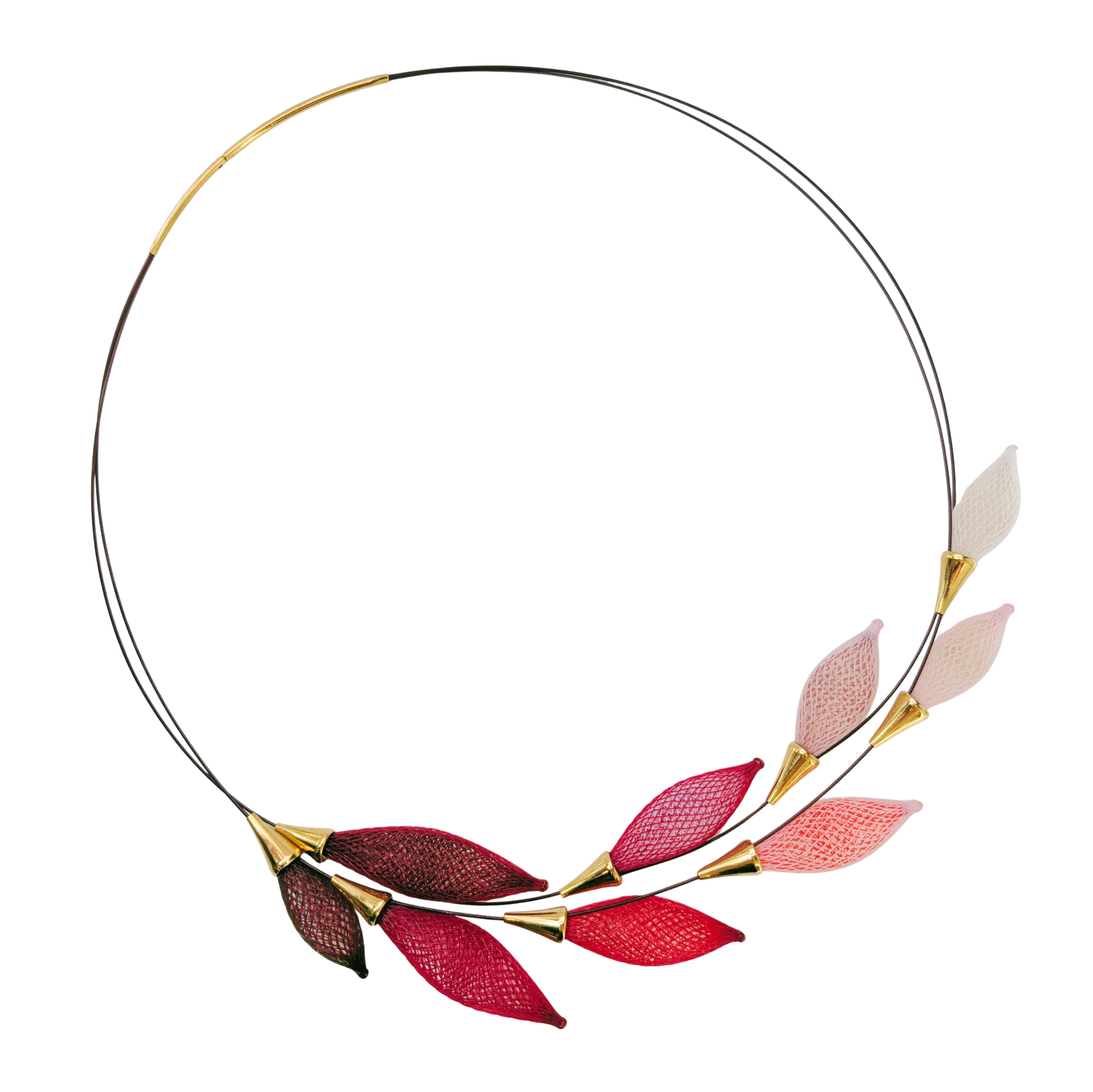 Red, Pink, White & Gold Epineux Gradient Leaves Choker Necklace