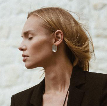 Sterling Silver Large Folded Circle Earrings