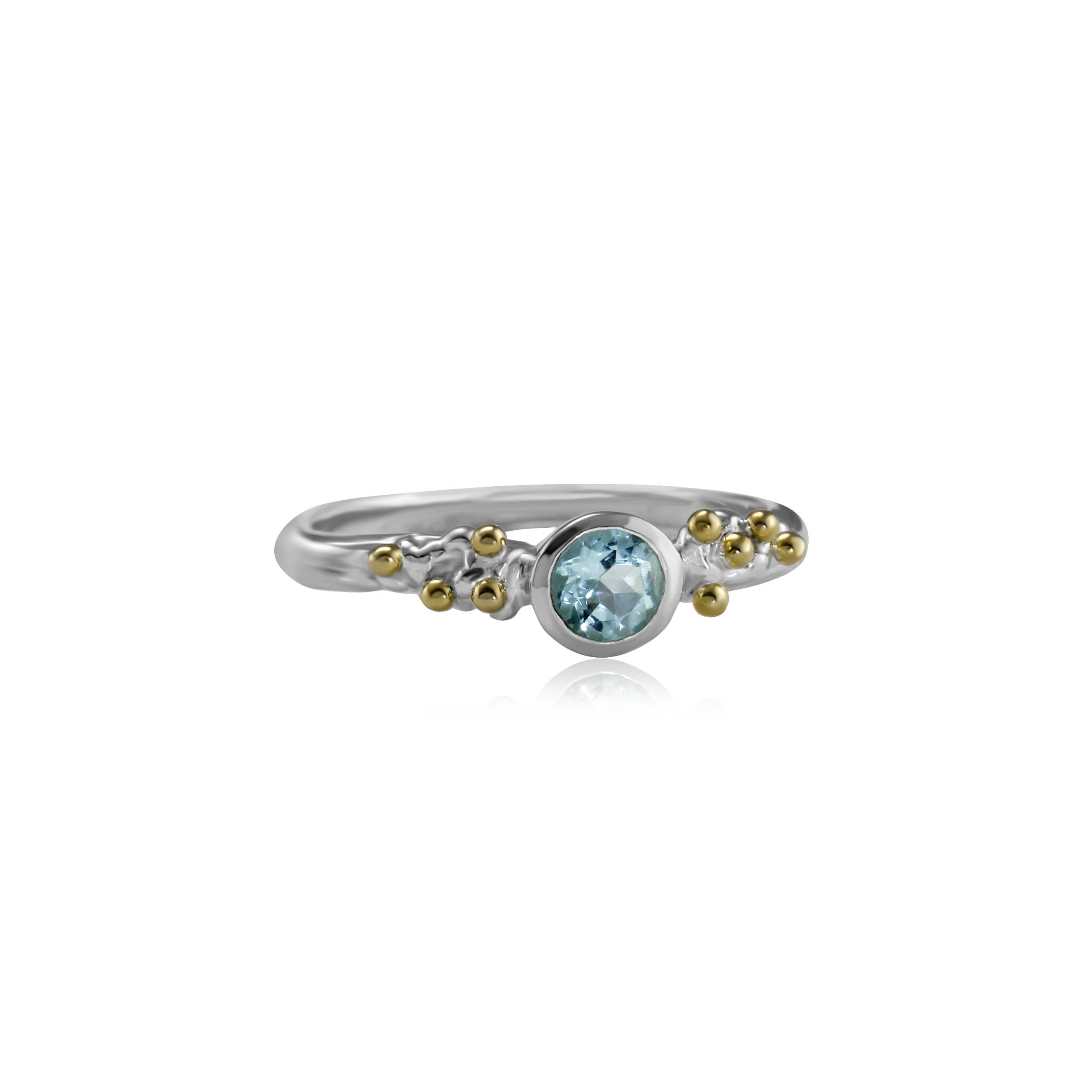 Handmade Dainty Sterling Silver Blue Topaz Ring: O