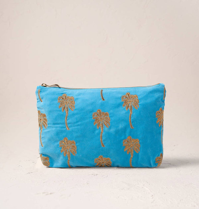 Elizabeth Scarlett Gold Palm Everyday Pouch - Bright Blue
