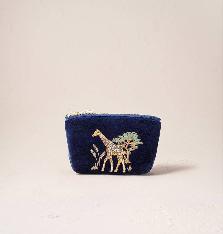 Elizabeth Scarlett Giraffe Herd Navy Coin Purse - Navy