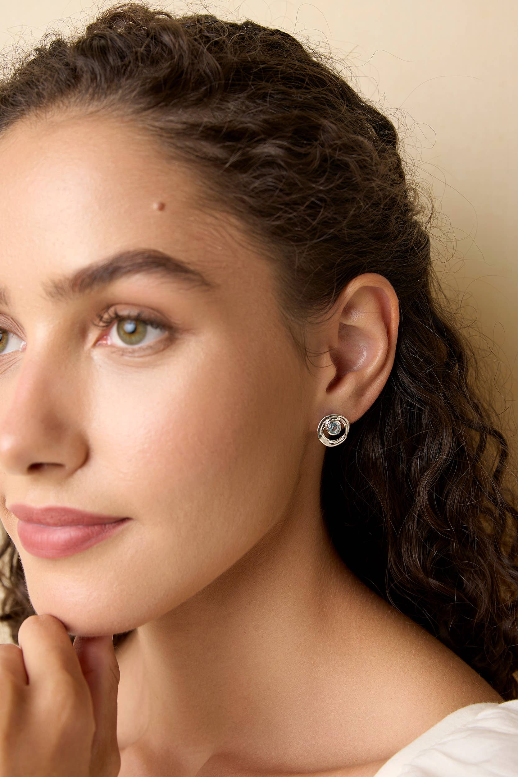 Handmade Blue Topaz Sterling Silver Stud Earrings