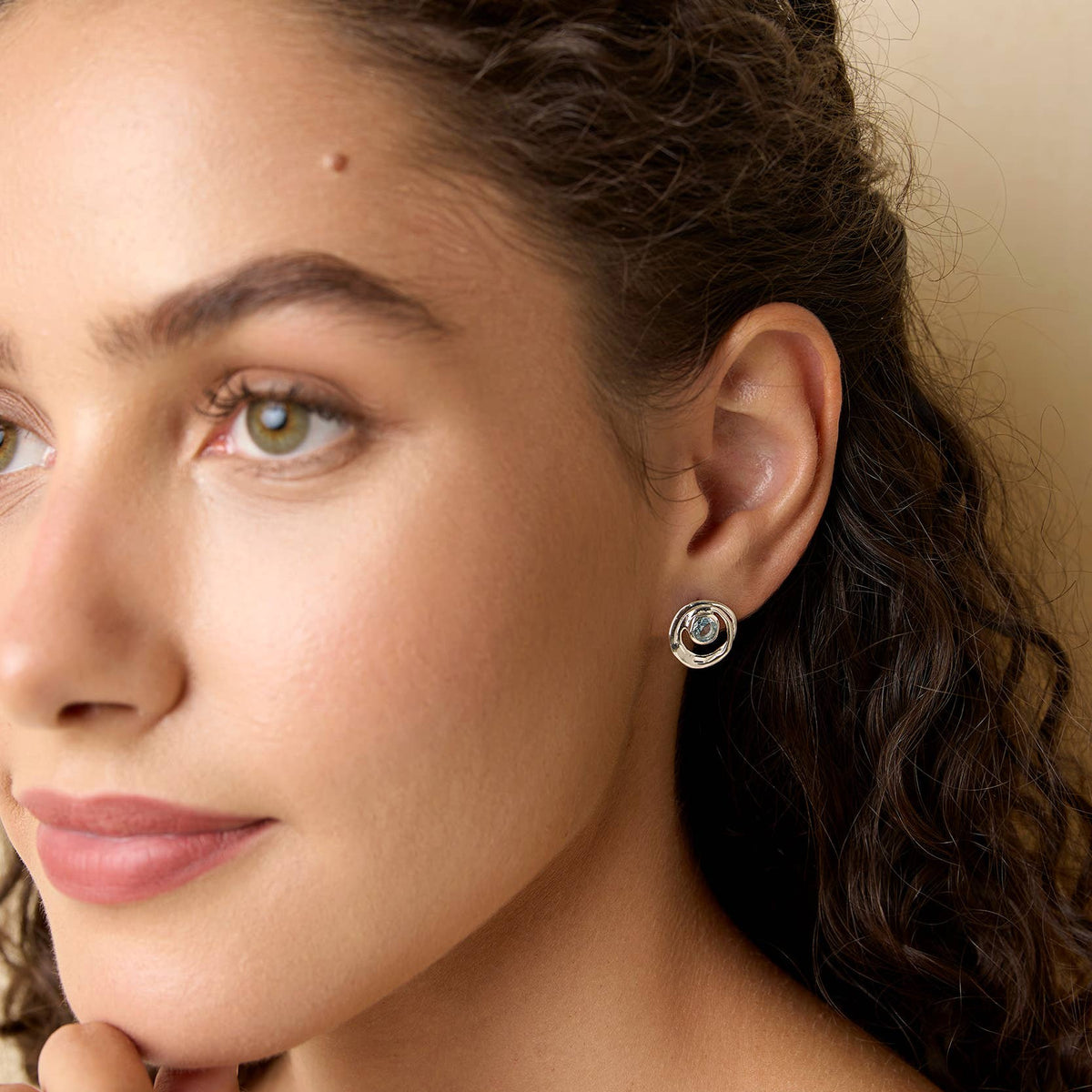 Handmade Blue Topaz Sterling Silver Stud Earrings