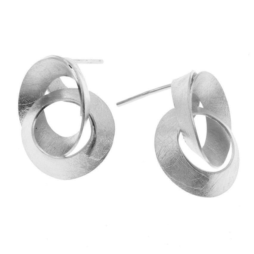 Curl Curve Interlocked Knots Silver Earrings