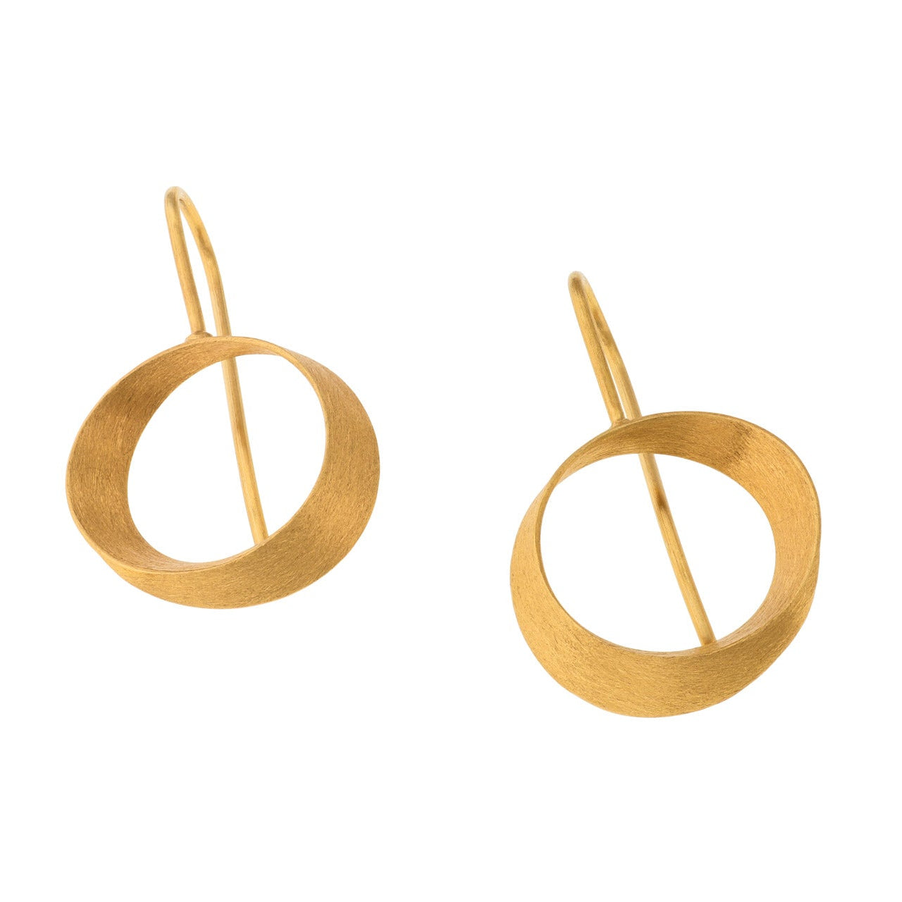 Small Gold Vermeil Cut Out Circle Drop Earrings