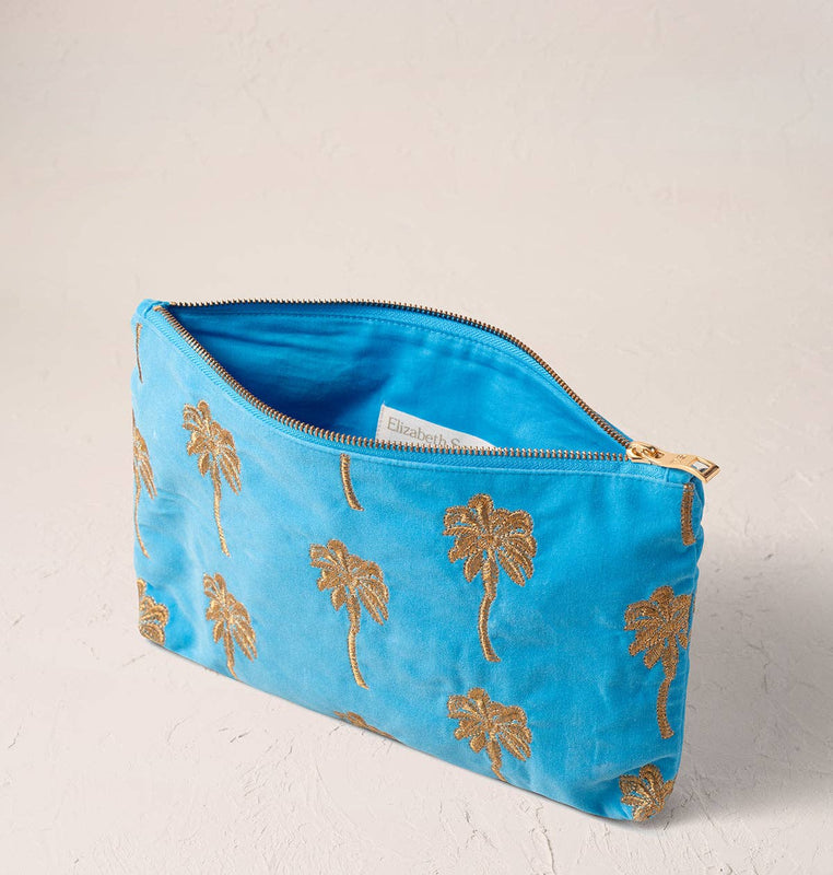 Elizabeth Scarlett Gold Palm Everyday Pouch - Bright Blue