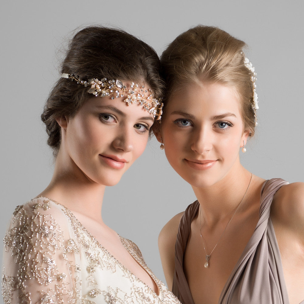 'Genevieve' Golden Bridal Forehead Band