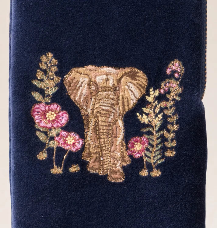 Botanical Elephant Velvet Glasses Case