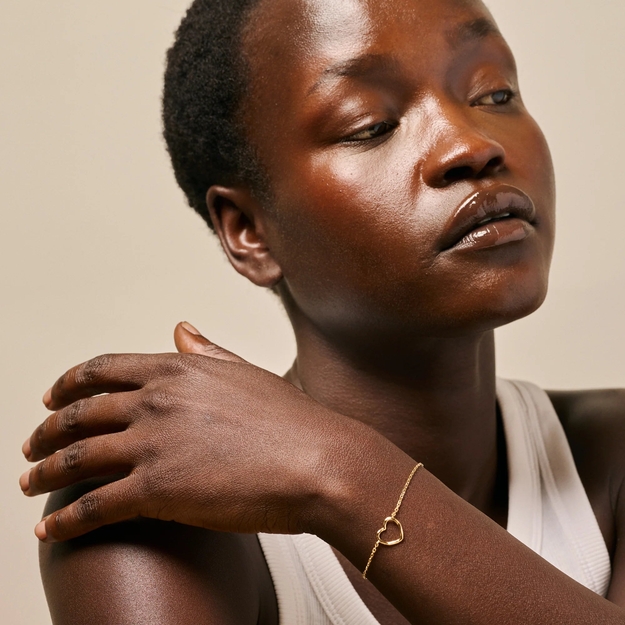 Gold Plated Organic Heart Bracelet