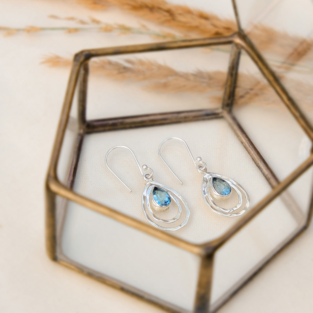 Infinity Universe Earrings - Blue Topaz