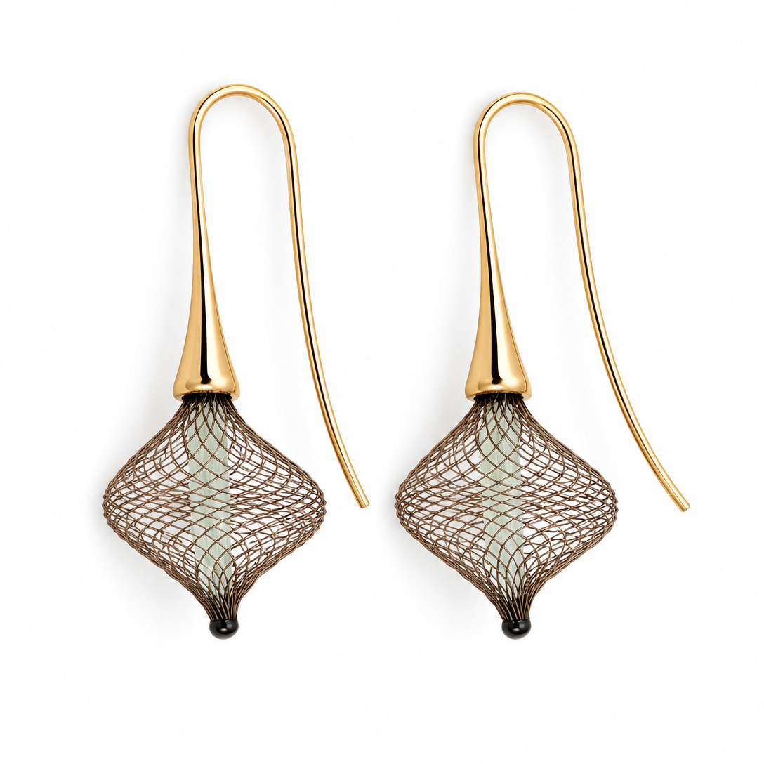 Boucles Volubiles Pistachio Green & Brown Drop Earrings