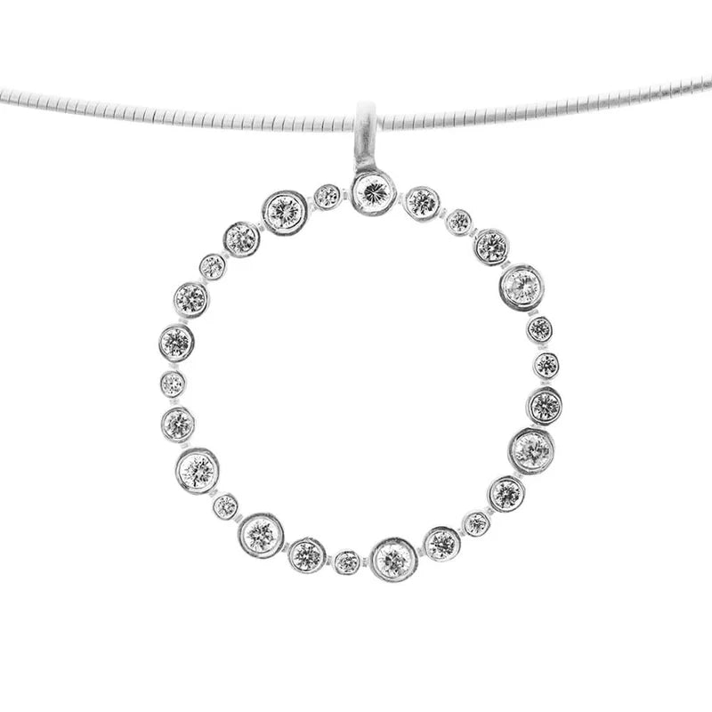Sterling Silver & Cubic Zirconia Stones Circle Necklace