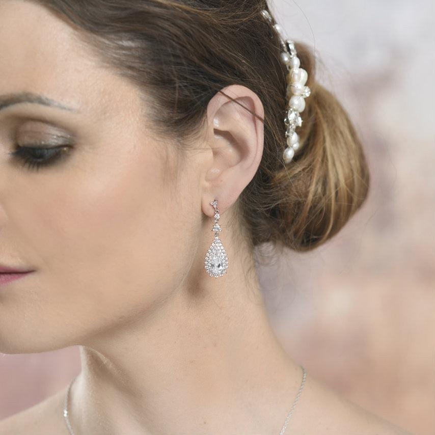Lorenzo Statement Teardrop Bridal Earrings