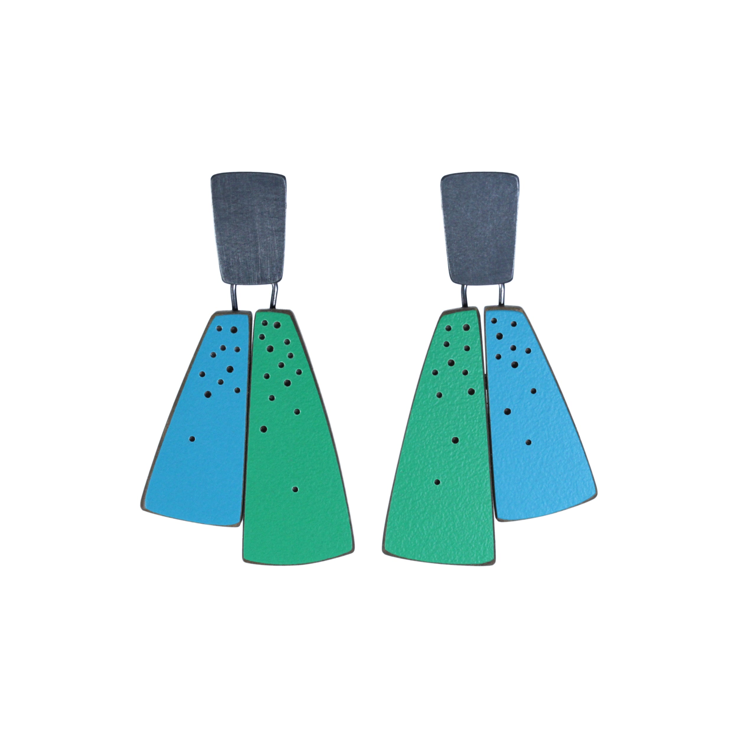 Split flight earrings - Green/Blue