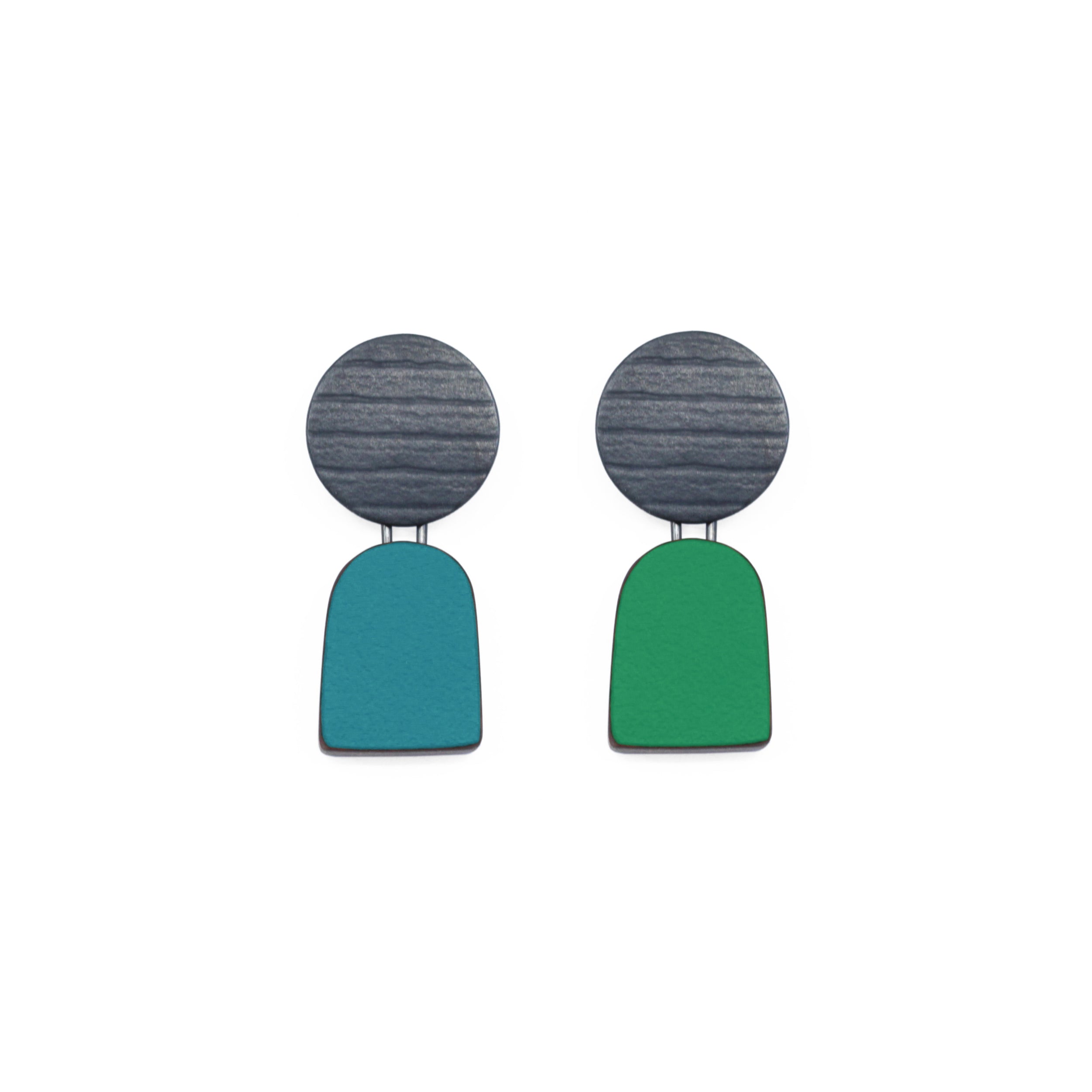 Colourful Reversible Oxidised Stud Earrings - Green/Turquoise