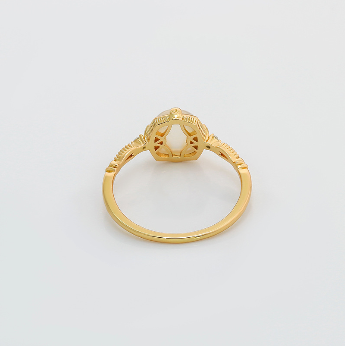 Gold Vermeil Mother Shell Pearls Fine Silver Ring