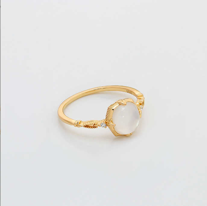 Gold Vermeil Mother Shell Pearls Fine Silver Ring
