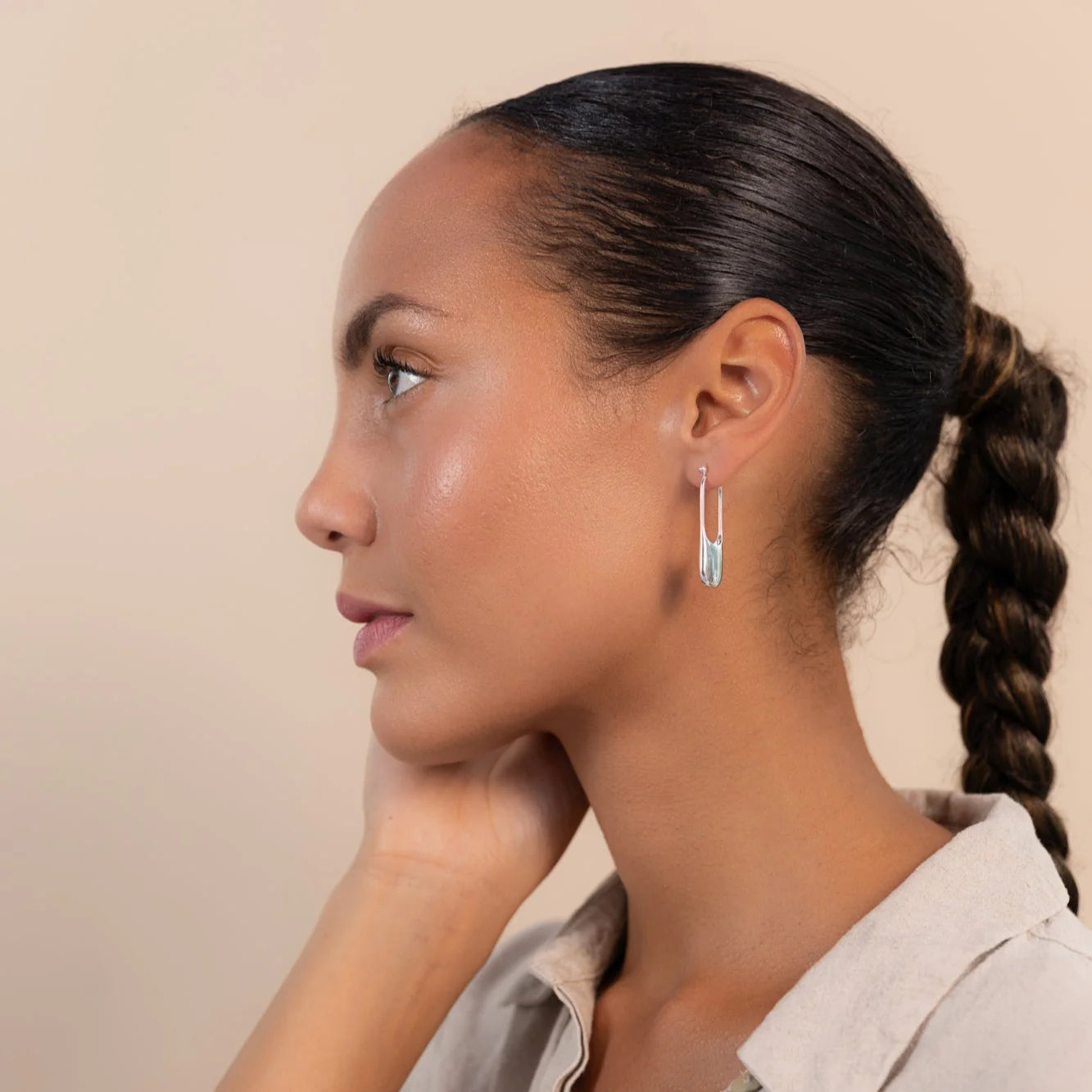 Streamline Silver Long Hoops