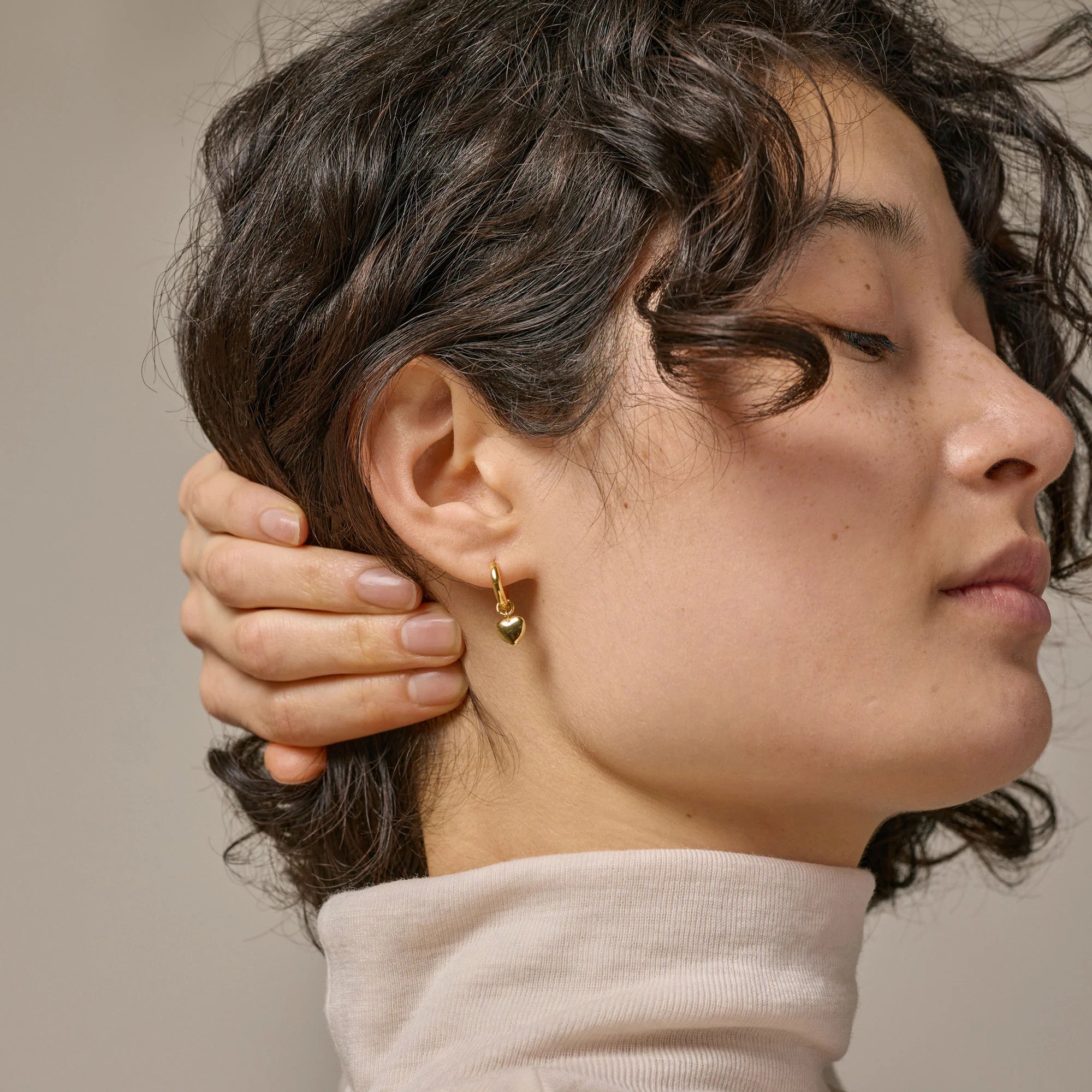 Amore Gold Plated Heart Hoops