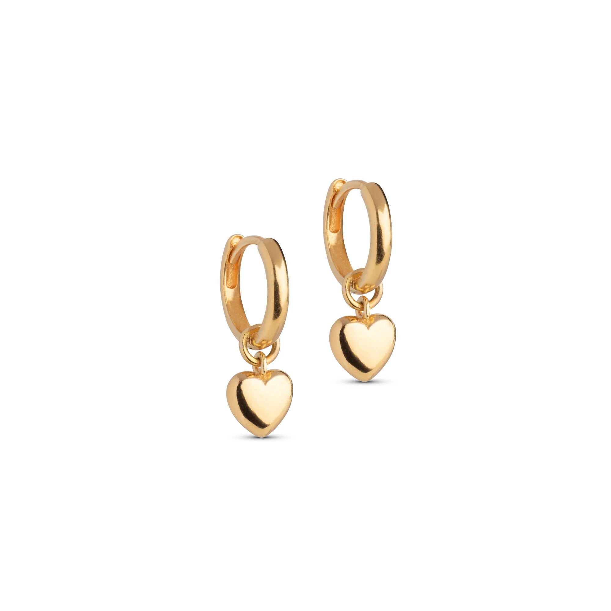 Amore Gold Plated Heart Hoops