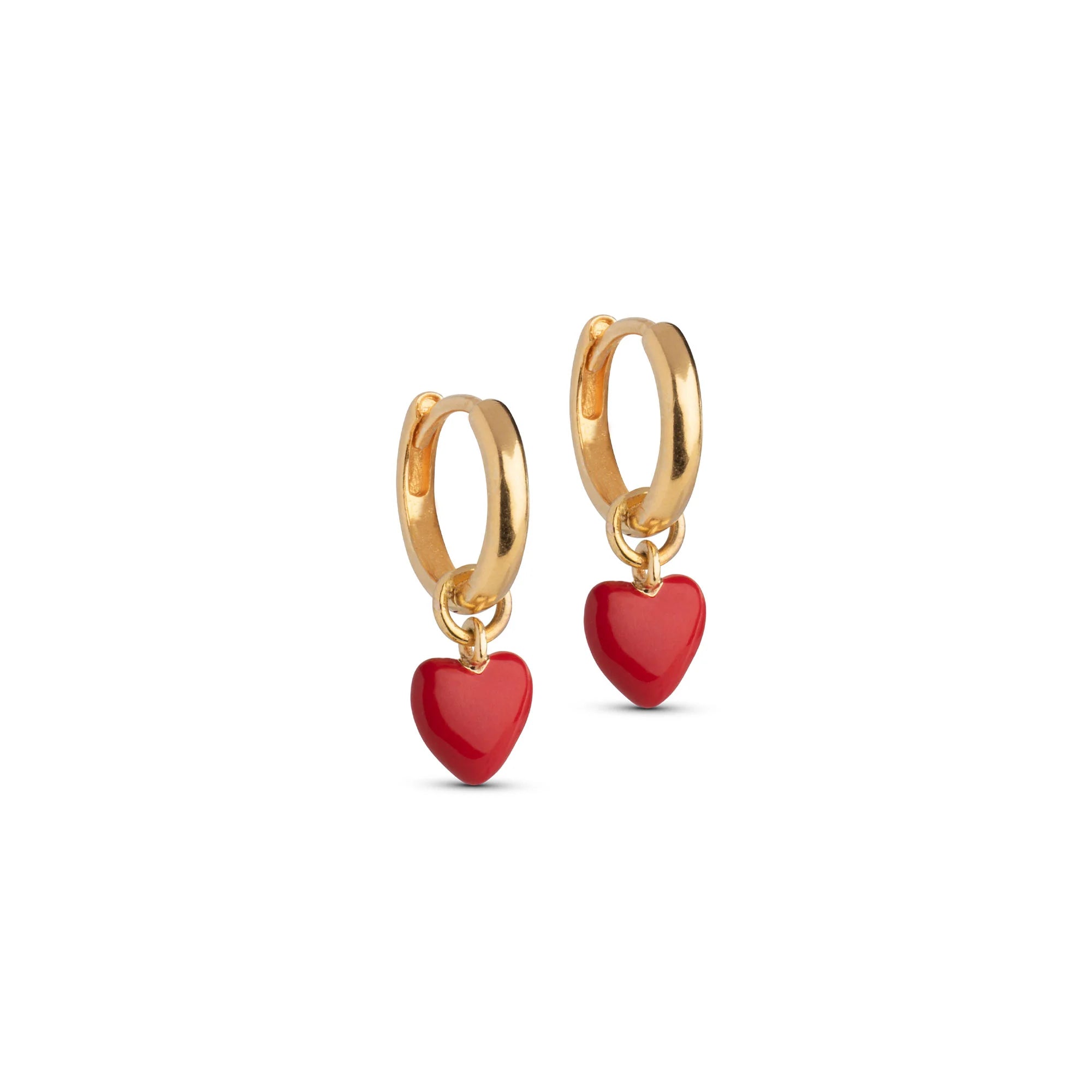 Red Amore Heart Hoops