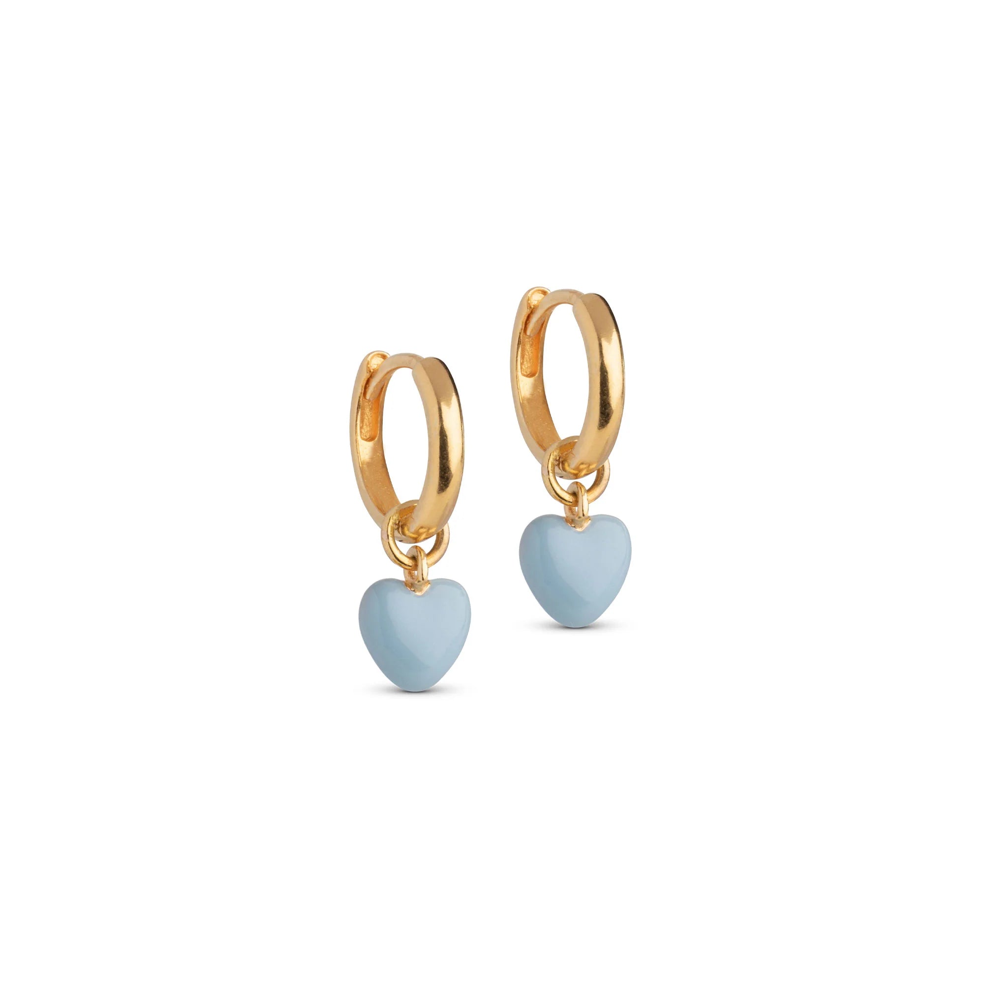 Blue Amore Heart Hoops