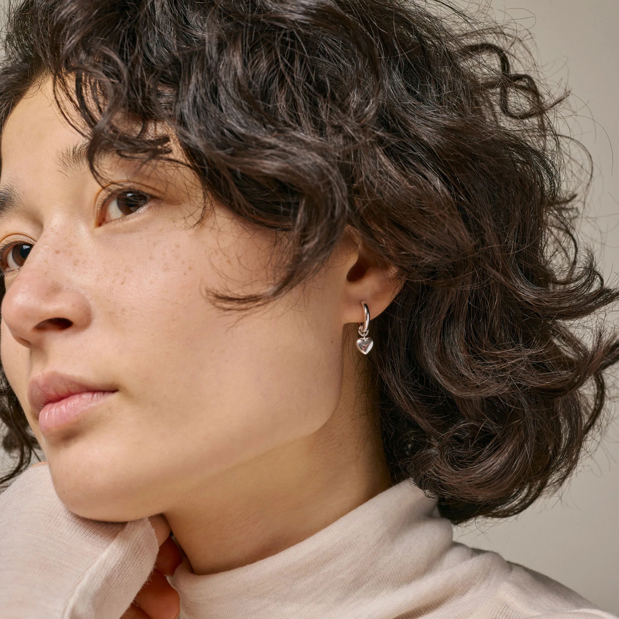 Amore Sterling Silver Heart Hoops