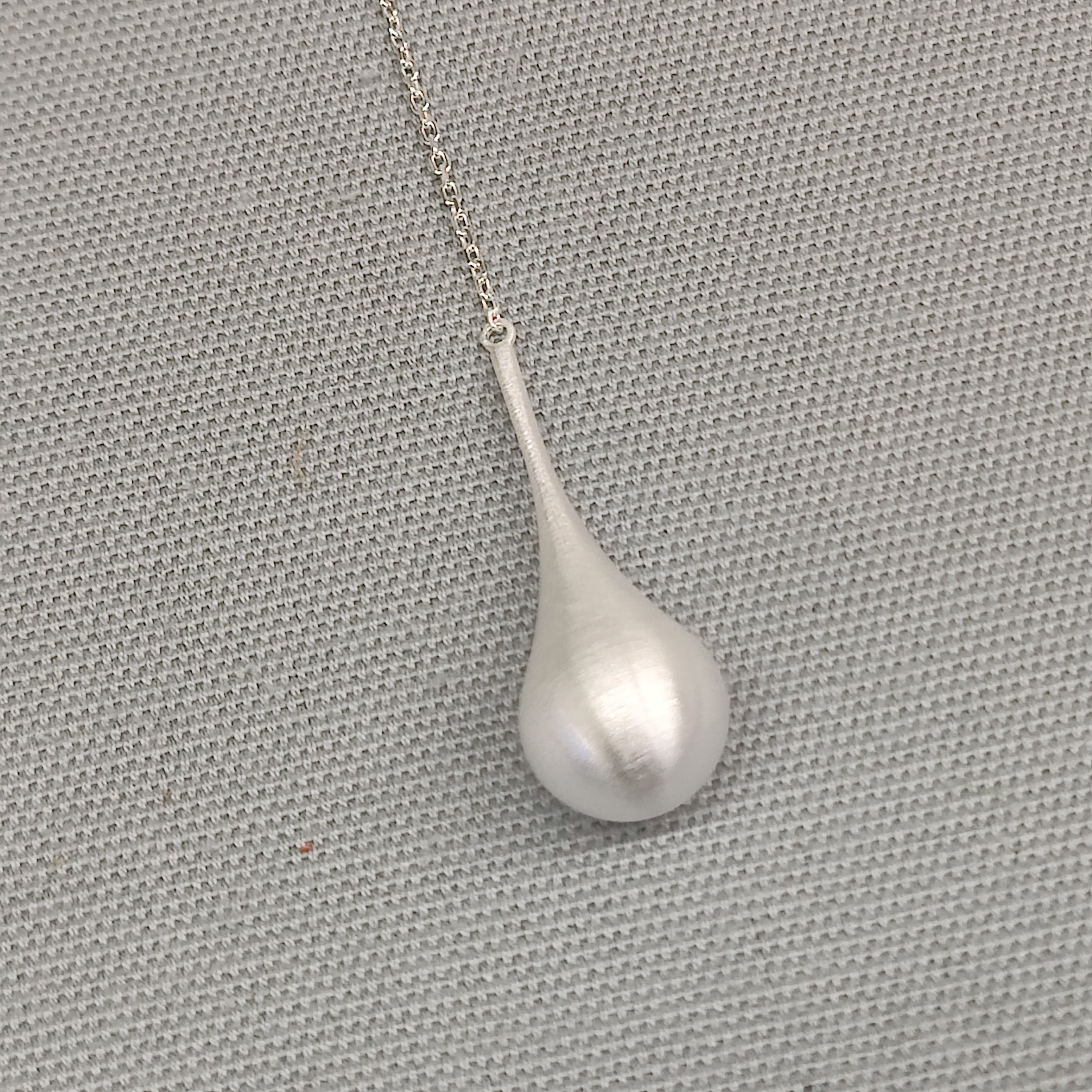 Sterling Silver Long Chunky Teardrop Necklace