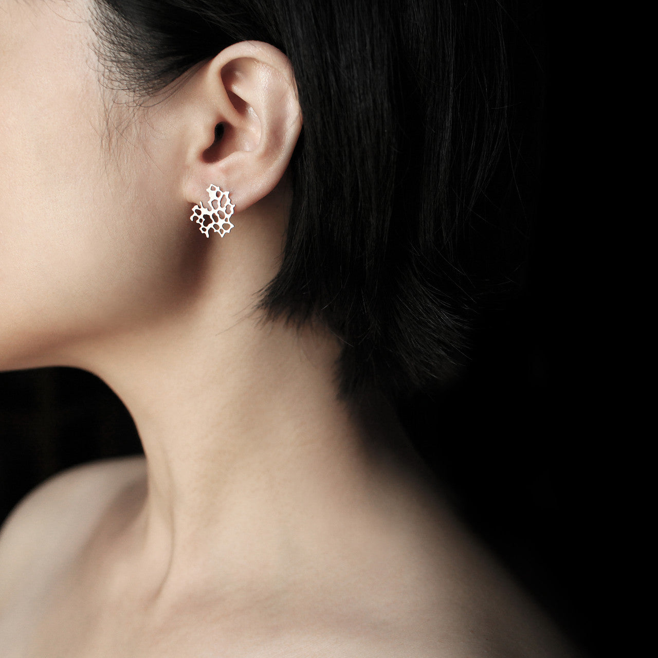 Moorigin jewellery Weathered Rock silver earrings, laser cut, delicate, boutique, Edinburgh