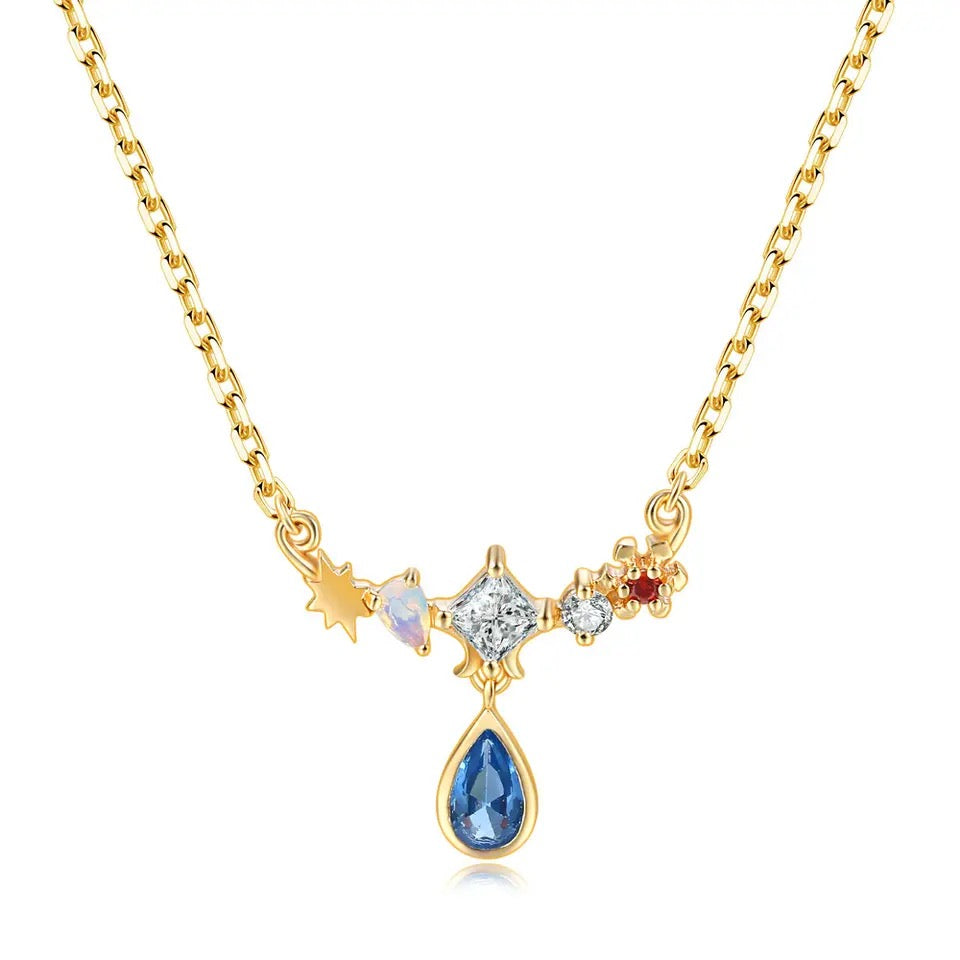 Blue Spinal Teardrop Necklace