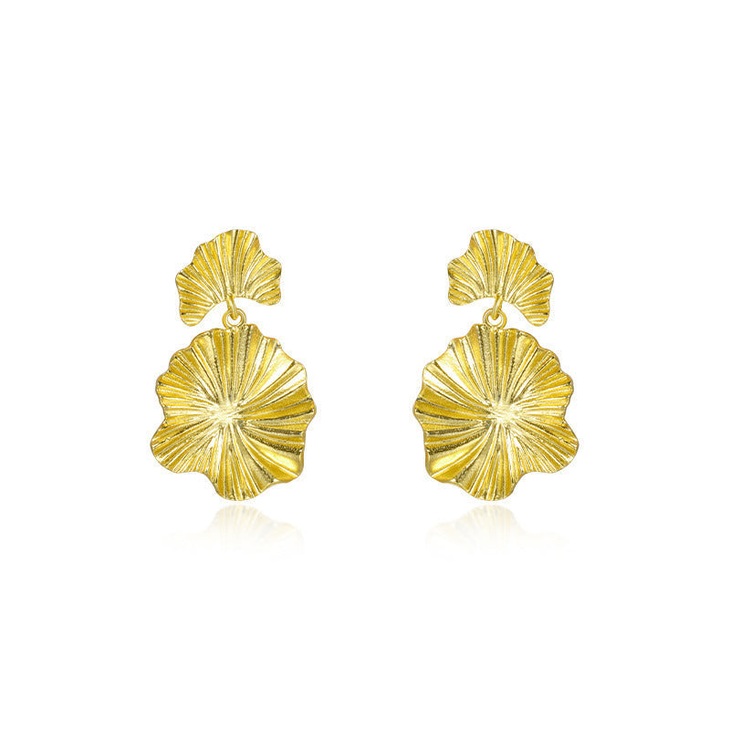 Wrinkled Flower Drop Earrings