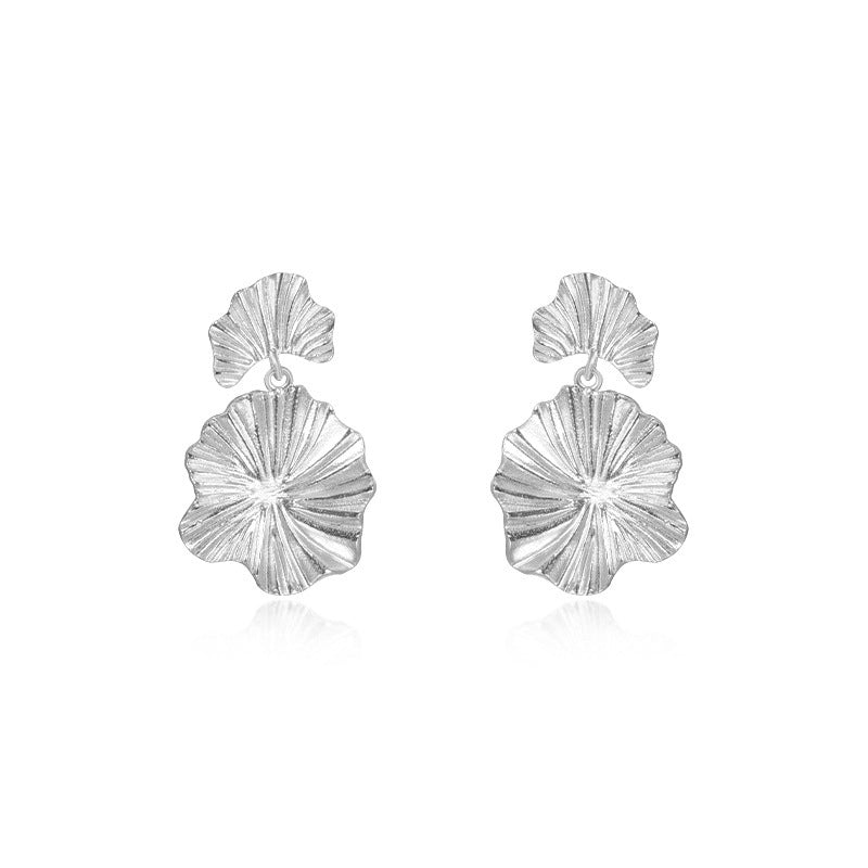 Wrinkled Flower Drop Earrings