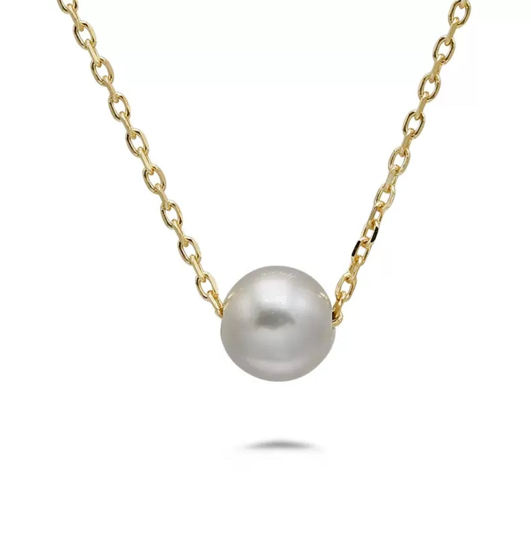 Gold Vermeil with Grey Pearl Necklace