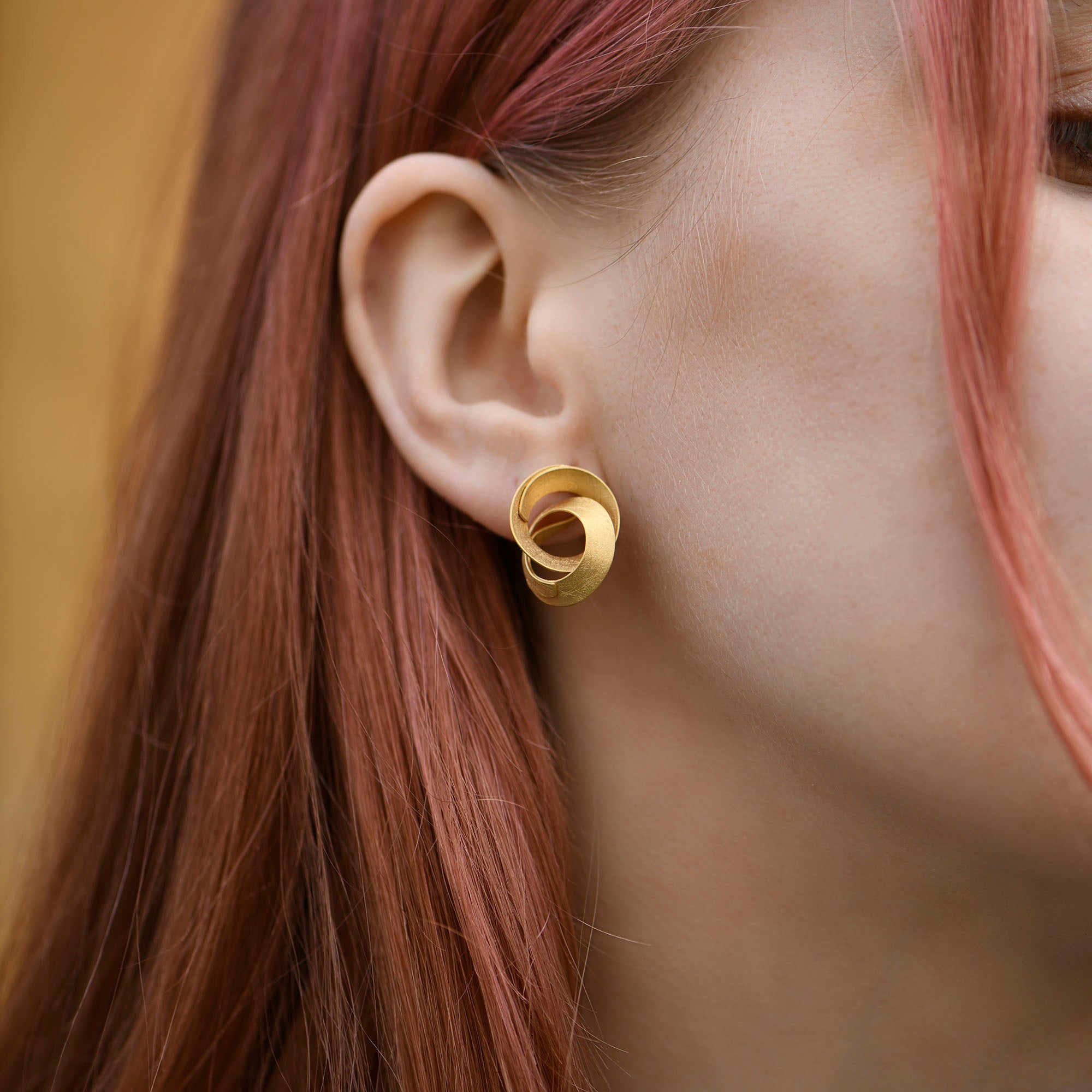 Curl Curve Interlocked Knots Silver Earrings