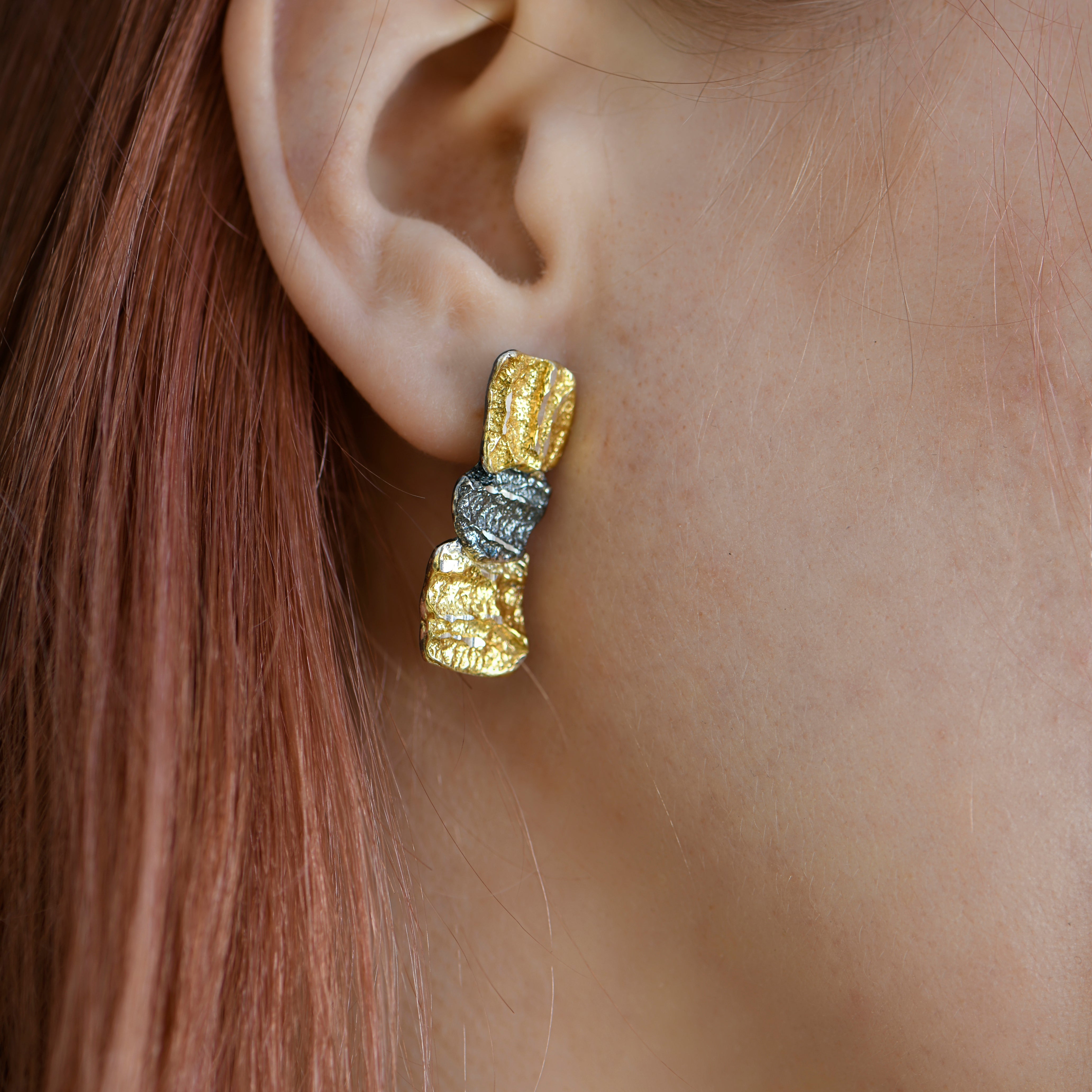 Mixed Metal Textured Earrings