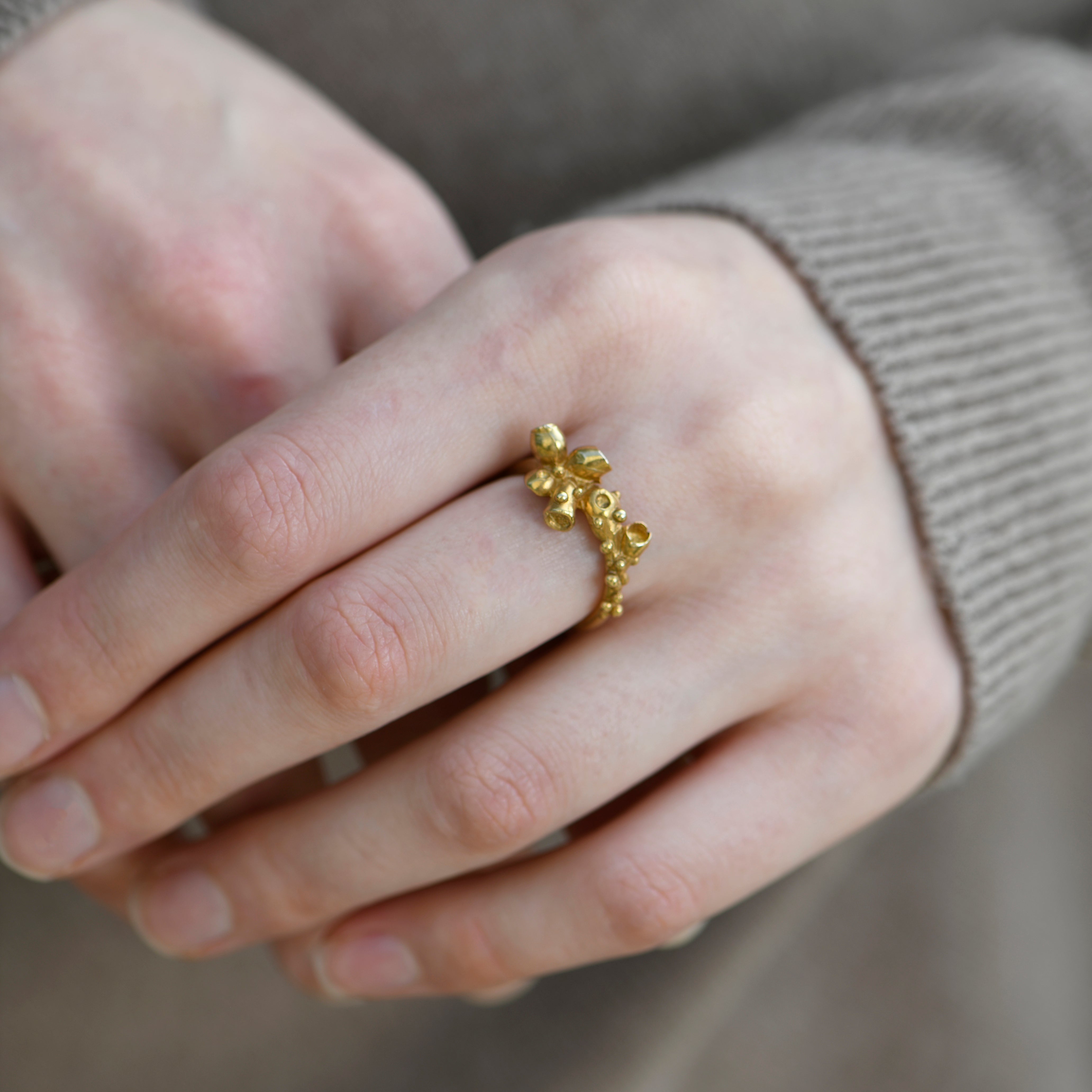 Gold Vermeil Barnacle Silver Ring