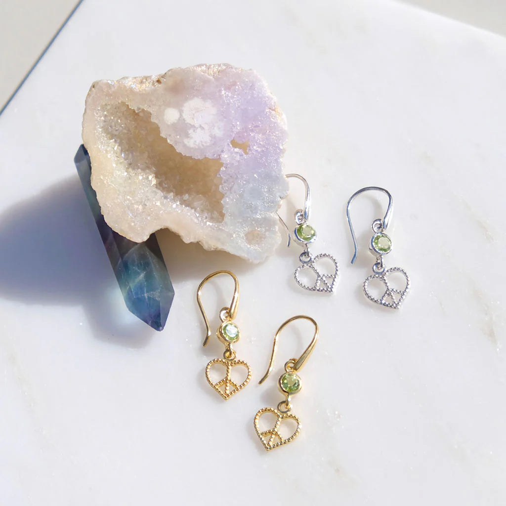 Peace Heart Drop Earrings