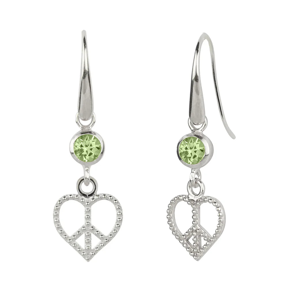 Peace Heart Drop Earrings