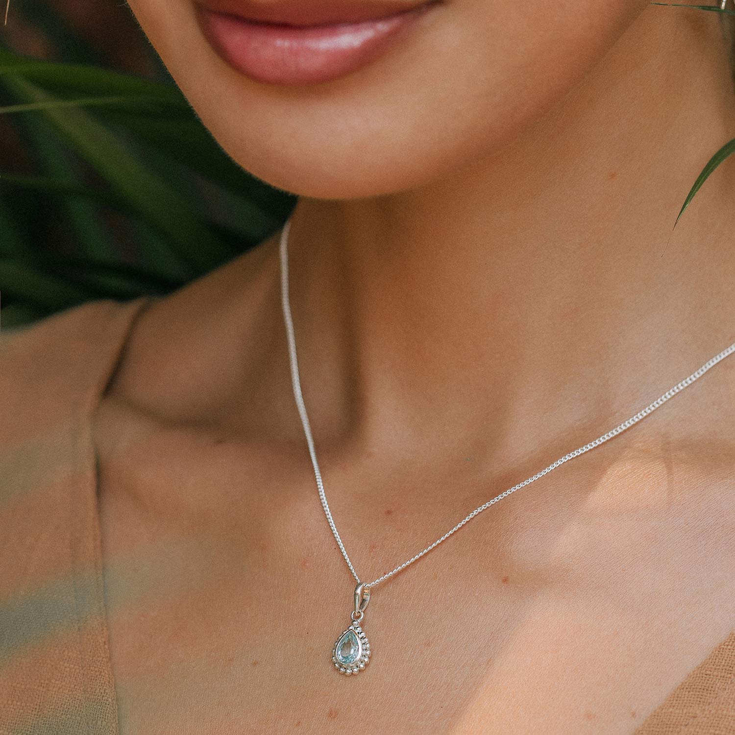 March Birthstone Necklace - Aquamarine