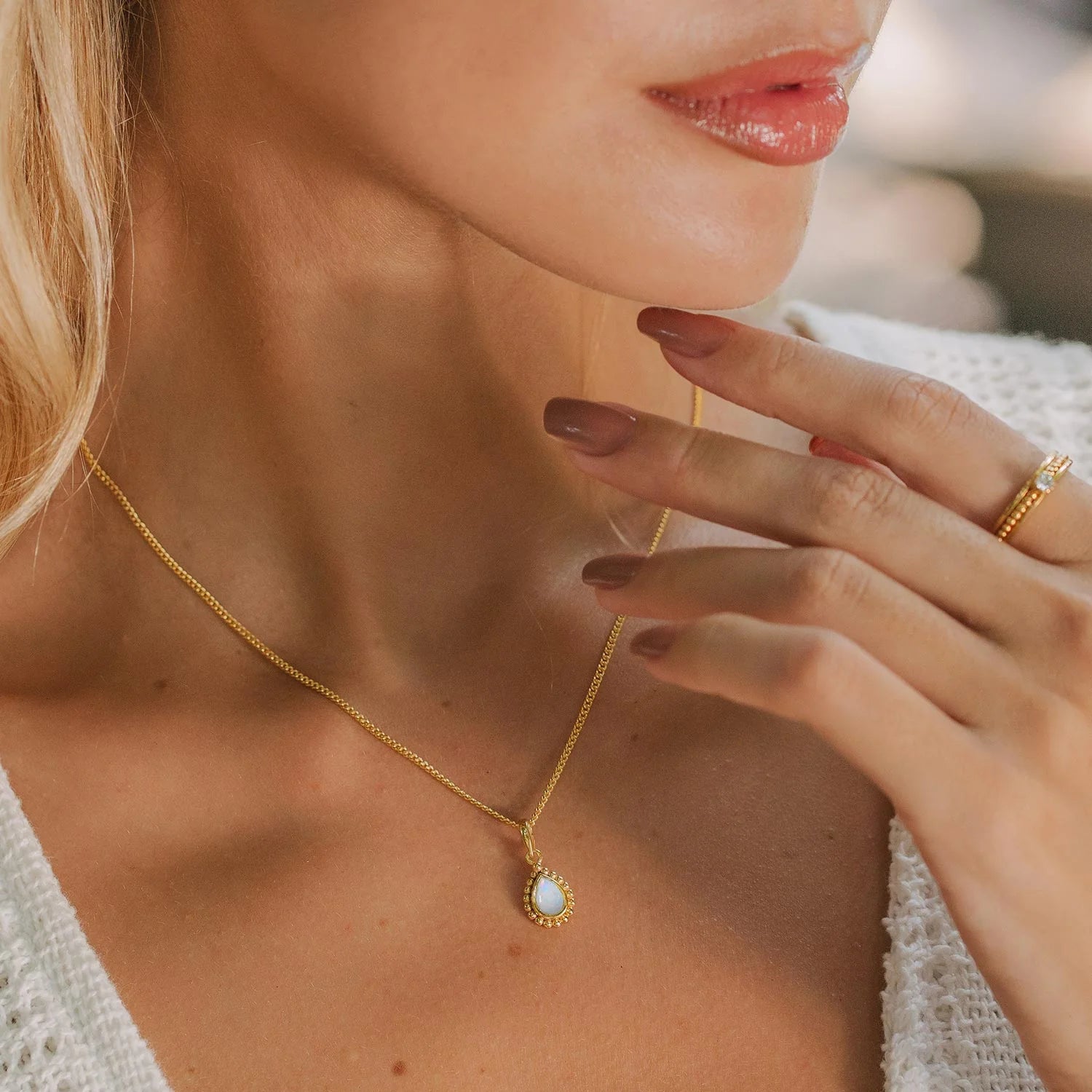 October Birthstone Necklace - Opal
