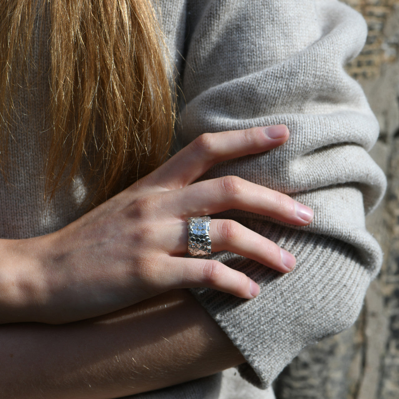 Jade_Mellor_handmade_jewellery_Caddis_glimmer_ring_sterling_silver_statement_chunky