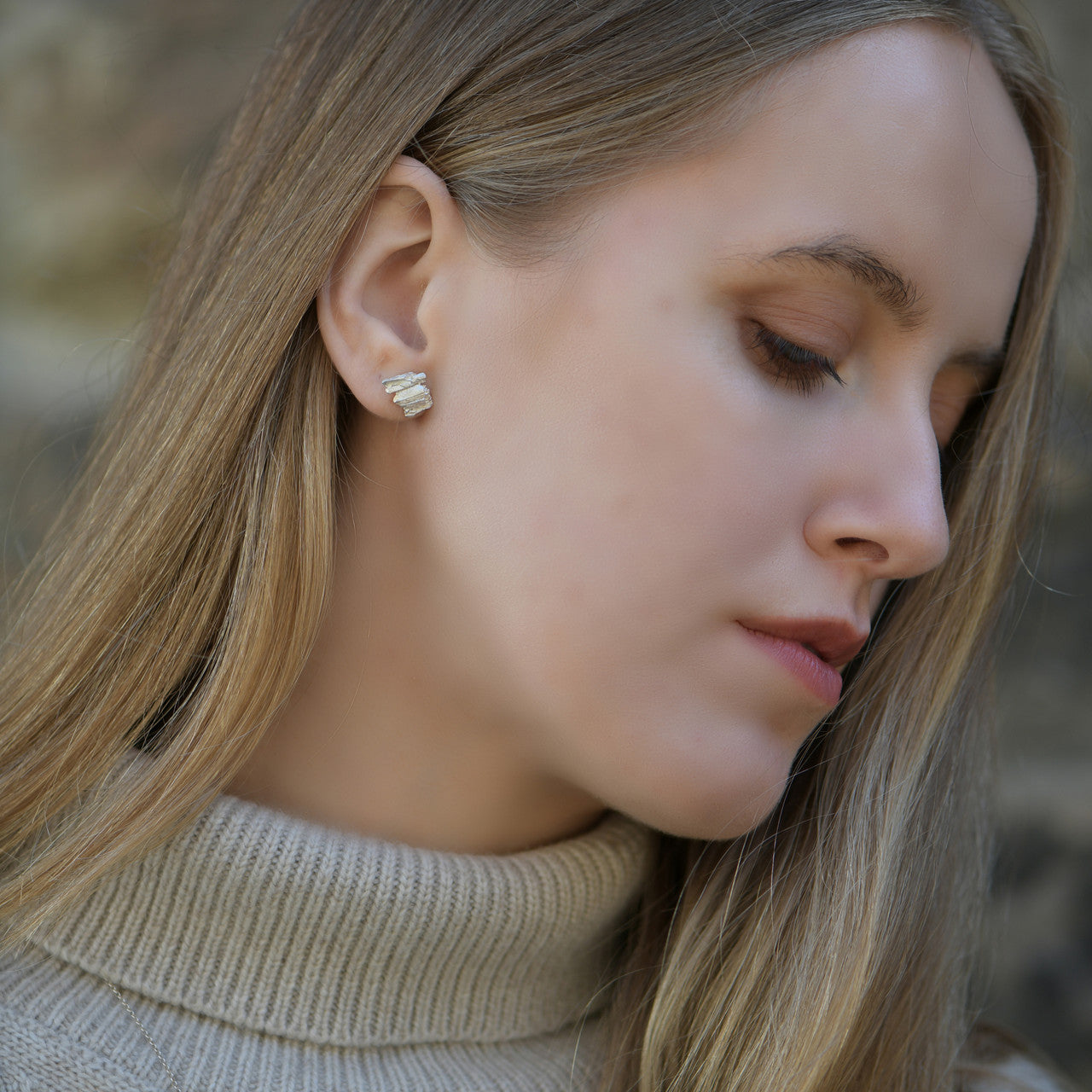 Jade_Mellor_handmade_jewellery_earrings_studs_sterling_silver_basalt_textured_organic